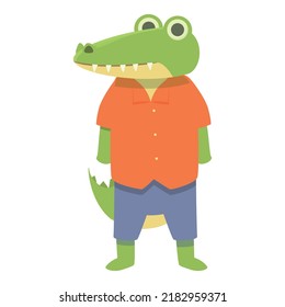 Alligator Kid Icon Cartoon Vector. Cute Animal. Gator Baby