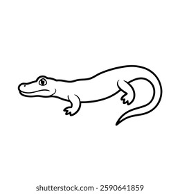 Alligator Line Art Vector and Alligator Outline Drawing Vector Illustration