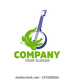 Alligator logo concept design for company. Crocodile with banjo