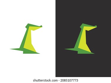 Alligator logo concept, polygonal segments flat design