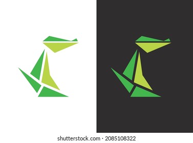 Alligator logo concept, polygonal segments flat design