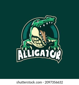 Alligator mascot logo design vector with modern illustration concept style for badge, emblem and t shirt printing. Angry alligator illustration.