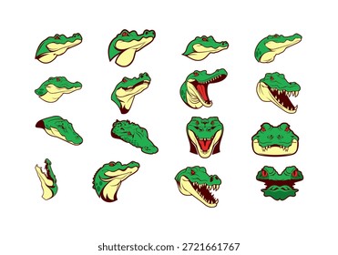 Alligator Mascot Logo Element Set 