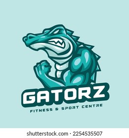 Alligator muscle gym logo design