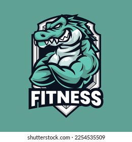 Alligator muscle gym logo design