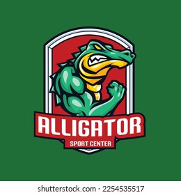 Alligator muscle gym logo design