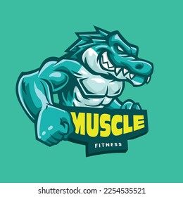 Alligator muscle gym logo design