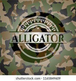 Alligator on camo pattern