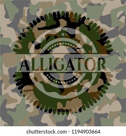 Alligator on camouflaged pattern