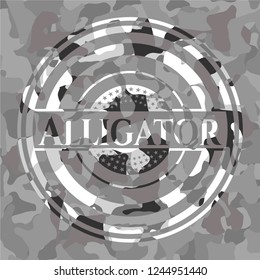 Alligator on grey camo texture
