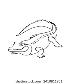 alligator one line art illustrations