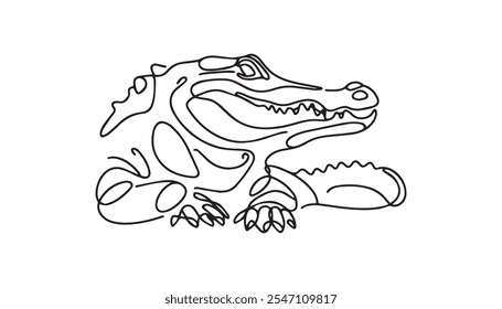 Alligator outline silhouette. Cute crocodile character mascot