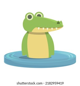 Alligator in river icon cartoon vector. Cute crocodile. Happy adorable