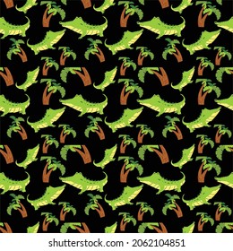 Alligator Seamless pattern Design . Vector Illustration.