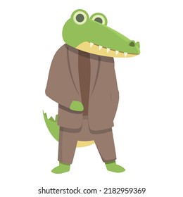 Alligator security icon cartoon vector. Animal kid. Happy adorable