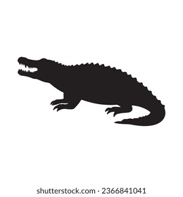 alligator silhouette black white vector illustration