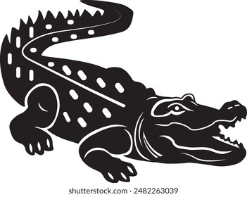 a alligator silhouette vector illustration with white background