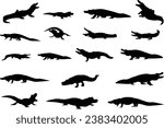 Alligator silhouettes, Crocodile silhouette, Crocodile and alligator silhouette, Alligator clip art