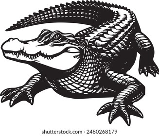 alligator silhouettes vector art illustration