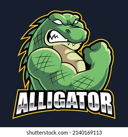 alligator strong angry, mascot esports logo vector illustration for gaming and streamer