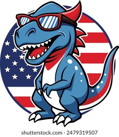 alligator with sunglasses with an american flag