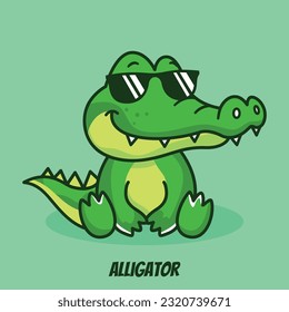 Alligator Con Gafas De Sol Diseño De Vector Cuaderno
