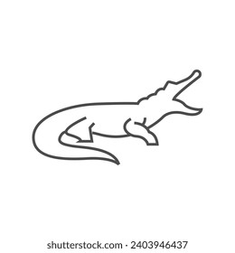 Alligator thin line vector icon, outline icon, pixel perfect icon