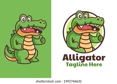 Alligator thumbs up Cartoon Logo Design