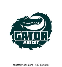 Alligator Tire Shaped Mascot Stylized Vector Icon
