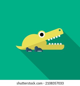 Alligator toy icon , Vector flat long shadow design. Children's toys concept.