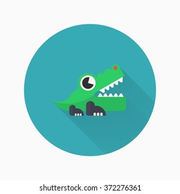 Alligator toy icon , Vector flat long shadow design. Children's toys concept.