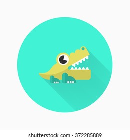 Alligator toy icon , Vector flat long shadow design. Children's toys concept.