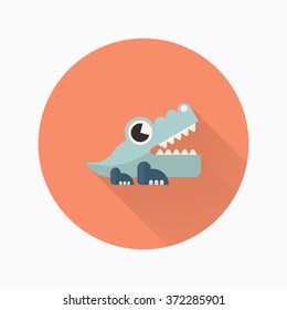 Alligator toy icon , Vector flat long shadow design. Children's toys concept.