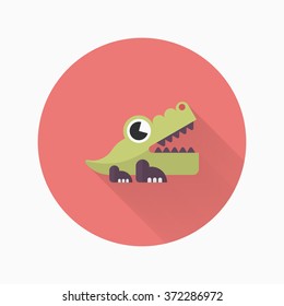 Alligator toy icon , Vector flat long shadow design. Children's toys concept.
