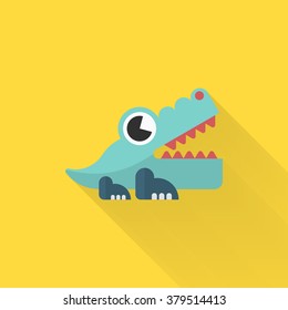 Alligator toy icon , Vector flat long shadow design. Children's toys concept.