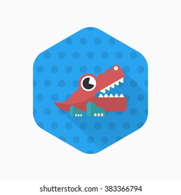 Alligator toy icon , Vector flat long shadow design. Children's toys concept.