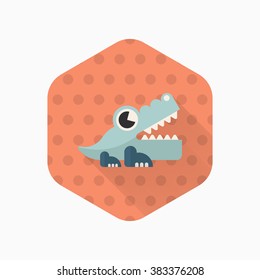 Alligator toy icon , Vector flat long shadow design. Children's toys concept.