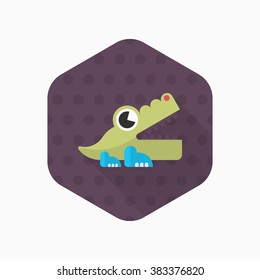 Alligator toy icon , Vector flat long shadow design. Children's toys concept.