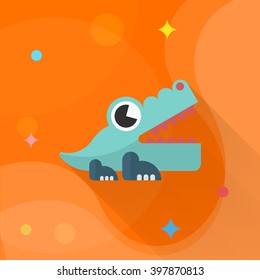 Alligator toy icon , Vector flat long shadow design. Children's toys concept.