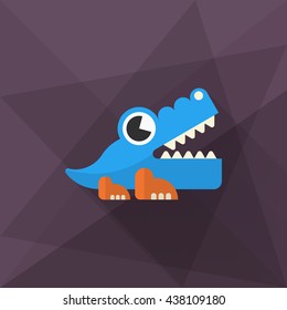 Alligator toy icon , Vector flat long shadow design. Children's toys concept.