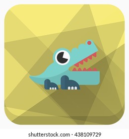 Alligator toy icon , Vector flat long shadow design. Children's toys concept.