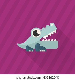 Alligator toy icon , Vector flat long shadow design. Children's toys concept.
