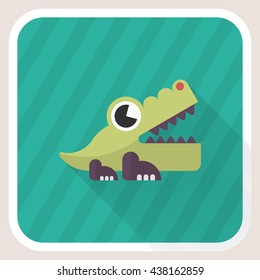 Alligator toy icon , Vector flat long shadow design. Children's toys concept.