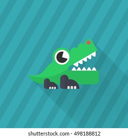 Alligator toy icon , Vector flat long shadow design. Children's toys concept.