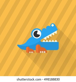 Alligator toy icon , Vector flat long shadow design. Children's toys concept.