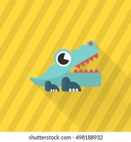 Alligator toy icon , Vector flat long shadow design. Children's toys concept.