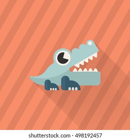 Alligator toy icon , Vector flat long shadow design. Children's toys concept.