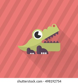 Alligator toy icon , Vector flat long shadow design. Children's toys concept.