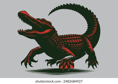 Alligator vector art silhouette illustration