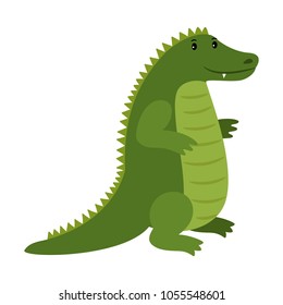 Alligator. Vector happy cartoon crocodile mascot isolated on white background